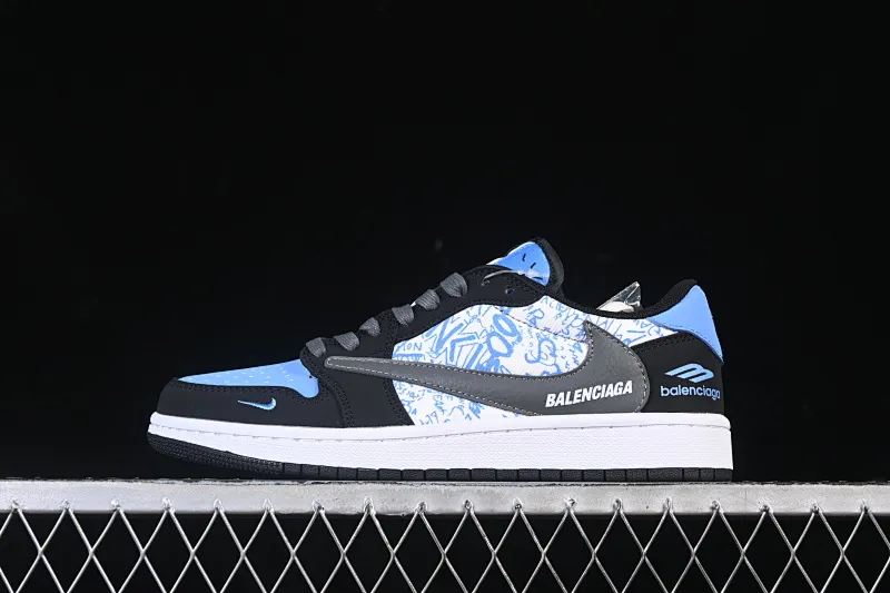 All categories Air Jordan Jordan series basketball shoes Air Jordan 1 Low High-end customized low-top sneakers Travis Scott x Fragment Design x Air Jordan 1 Low OG SP AJ1 Joe 1 joint black, blue and gray Paris print low-top cultural casual sneakers XD0798-306